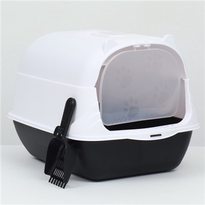 Туалет-домик, 35×50×35 см, пластик, белый, чёрный