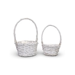 Корзина плетёная для хранения, ива, белая, набор 2 шт.