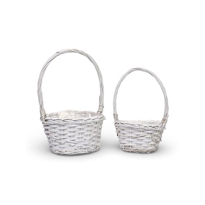 Корзина плетёная для хранения, ива, белая, набор 2 шт.