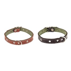 Ошейник комбинированный, 46×2 см, безразмерный, кожа, брезент, цвет МИКС
