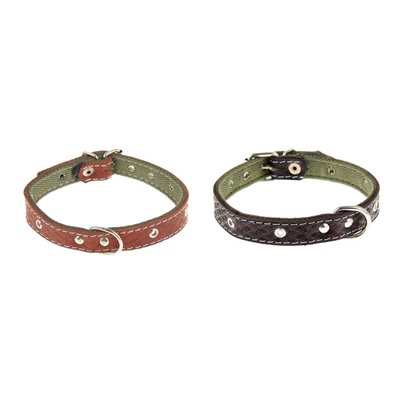 Ошейник комбинированный кожа/брезент, 46×2 см, безразмерный, микс цветов