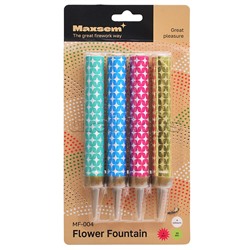 Свеча Фонтан для торта, разноцветный поток искр 10-12,5 см, (30сек.) 4 шт.