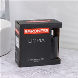 Аксессуары для ванной BARONESS Limpia, 3 предмета, стакан для зубных щёток, дозатор, мыльница, чёрные
