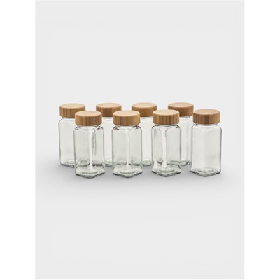 УЦЕНКА Набор для специй 8 шт. с бамбуковой крышкой «Эко» 120 мл, 4.3×11 см