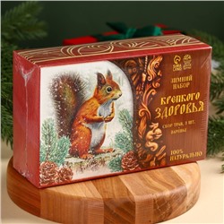 Подарочный набор новогодний «Крепкого здоровья»: три вида сбора трав 60 г ( 3 шт. × 20 г)., варенье из сосновых шишек 100 мл.