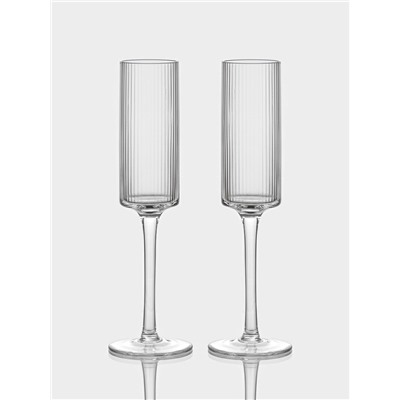 Набор бокалов для шампанского Just for you, 180 мл, 2 шт., 7×24 см, ребристые, стекло, прозрачный