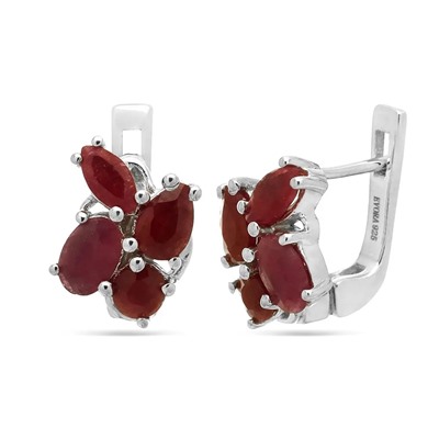 Серьги из серебра рубин корунд, Тайланд