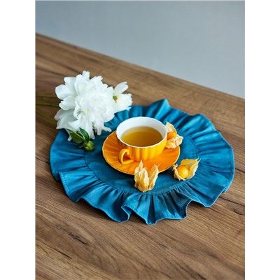 Набор салфеток «Этель», 36×36 см - 2 шт., тёмно-бирюзовый, лён 48%, хлопок 52%, 206 г/м²