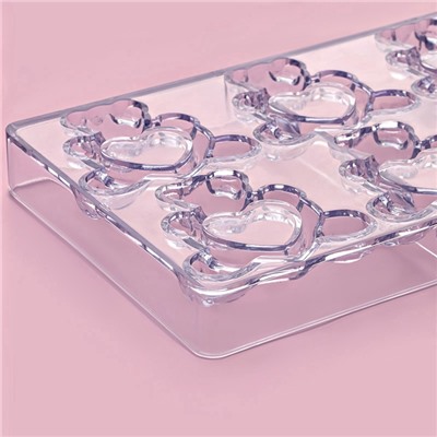 Форма конфет и шоколада «Влюблённые мишки», 28×14 см, 8 ячеек, прозрачная