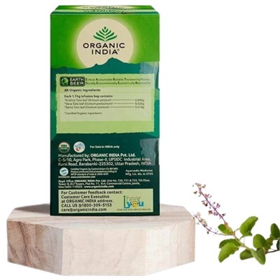 Organic India Tulsi Lemon Ginger / Напиток на Основе Листьев Священным Базиликом с Имбирём и Лимоном 25 Чайные пакетики