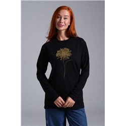 8519/1 Футболка с длинным рукавом женская (Черный_одуванчик)