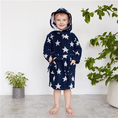 Халат махровый детский «Крошка Я. Звездочки», размер 28, синий