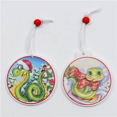 Елочные игрушки в деревянной подарочной упаковке, 12 шт.