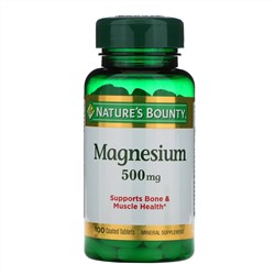 Nature's Bounty, Магний, 500 мг, 100 таблеток, покрытых оболочкой