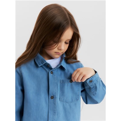 Рубашка детская джинсовая KAFTAN, размер 30 (98-104 см), голубая