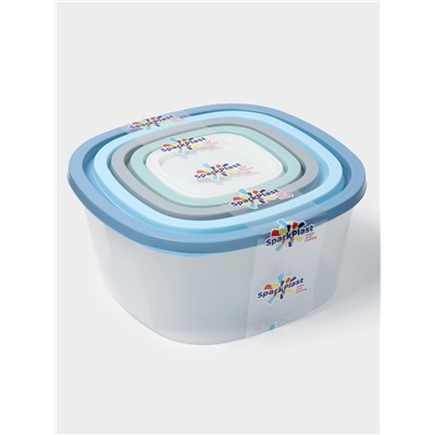 Набор пищевых контейнеров SparkPlast BioFresh, 5 шт.: 230 мл, 500 мл, 900 мл, 1.55 л, 2.65 л, пластик, крышка МИКС