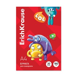 Бумага для акварели в картонной папке Jolly Friends, А4, 20 листов