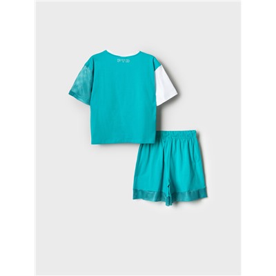 Комплект трикотажный для девочек: фуфайка (футболка), шорты