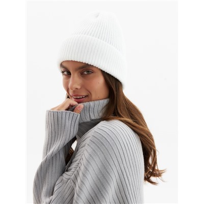 Шапка с подворотом женская MINAKU, размер 54-56, белая