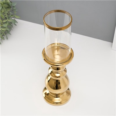 Подсвечник на 1 свечу «Алберо», керамика, стекло, d=7.5 см, золото, 9.5×9.5×35 см