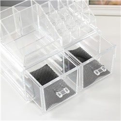 Шкатулка-органайзер для хранения мелочей, украшений 2 ящика, пластик, прозрачная, 19×24×14 см