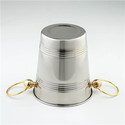 Ведро для льда «Классик», 2.1 л, 20.5×16×17.5 см, золотые ручки, нержавеющая 201 сталь