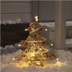 Светодиодная фигура «Ёлка с ягодами» 40×50×10 см, металл, 220 В, свечение тёплое белое