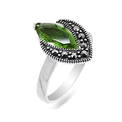 Кольцо из серебра султанит, марказит, SL-AGA609