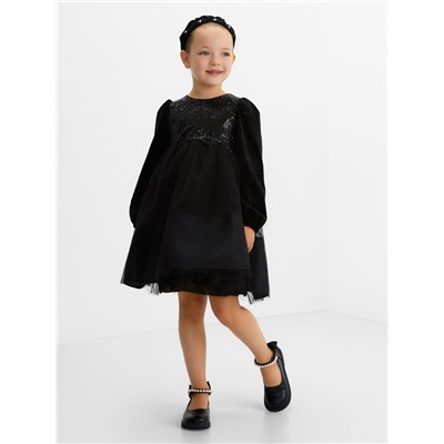 Платье нарядное для девочки KAFTAN, с пайетками, рост 110-116, чёрное