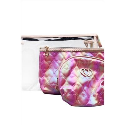 Kristaller Набор женских косметичек Chameleon heart 3 in 1, малиновый перламутр KRISTALLER, 1111188