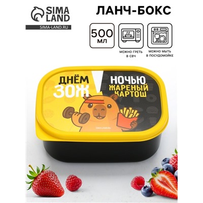 Ланч - бокс прямоугольный «ЗОЖ», 500 мл