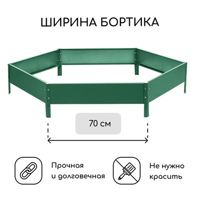 Клумба оцинкованная, d=140 см, высота бортика 15 см, зелёная, Greengo