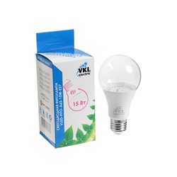Фитолампа для растений VKL Electric, A65, 15 Вт, E27, IP20, красно-синий спектр