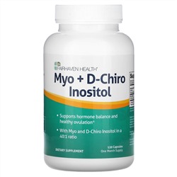 Fairhaven Health, мио-инозитол и D-хиро-инозитол, 120 капсул