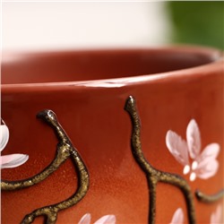 Горшок для цветов «Миндаль», керамический, с поддоном, 1 л, коричневый