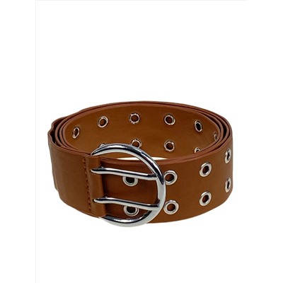 Ремень женский с люверсами из искусственной кожи, цвет   шоколад