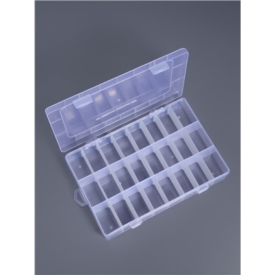 Органайзер для хранения мелочей, передвижные ячейки, 24 ячейки, 19.5×13.5×3.5 см, прозрачный