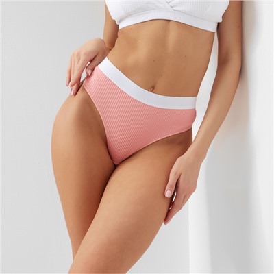 Трусы женские бразилиана MINAKU в рубчик, размер 40-42, розовые