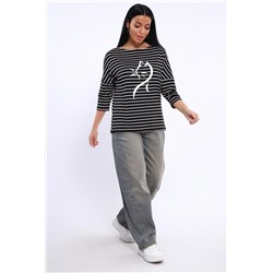Лонгслив женский 82087 (Черно-белая полоска)