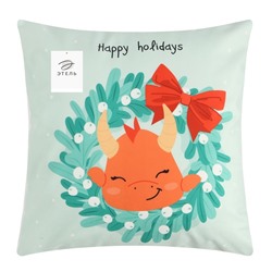Чехол на подушку "Этель" "Happy holidays" 40х40 см, 100 п/э, велюр
