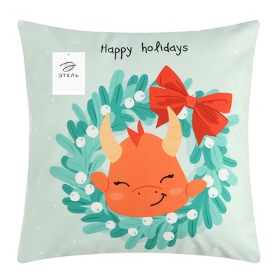 Чехол на подушку "Этель" "Happy holidays" 40х40 см, 100 п/э, велюр