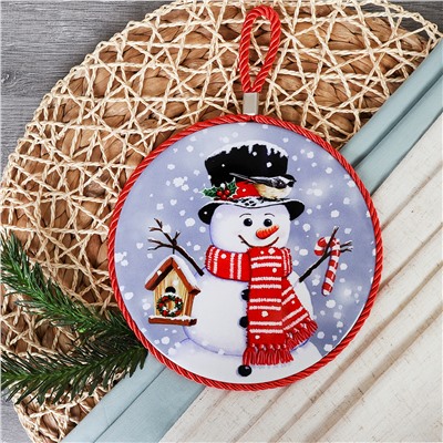 Подставка под горячее 16 см Снеговик / КD004 /уп 36/ новогодняя