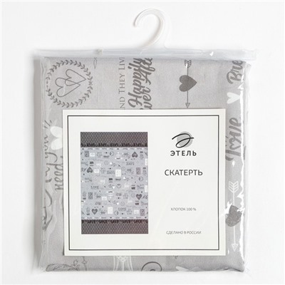 Скатерть «Этель» Love, 180×147 см, 100% хлопок, саржа 190 г/м²