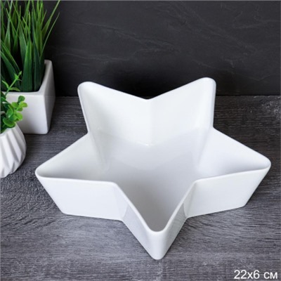 Салатник фигурный 22 см Звезда / WE-1600 /уп 10/ Новогодний