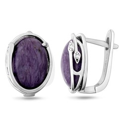 Серьги из серебра чароит, МЦВА175