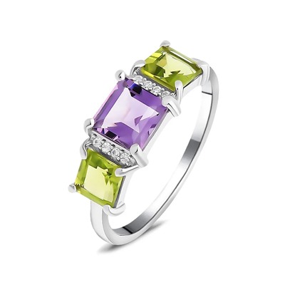 Кольцо, аметист , перидот, Сара