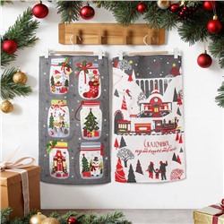 Набор новогодних кухонных полотенец Доляна «Волшебного года» 35×60 см-2 штуки, 100% хлопок