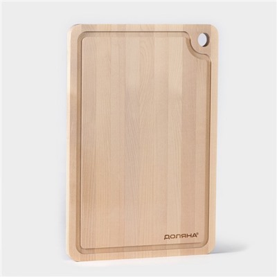 Доска разделочная деревянная с канавкой, 33×22×1.5 см, берёза