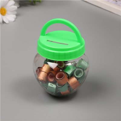 Клейкая лента пластик в банке «Глори. Зелёный, оранж», набор 40 шт., 1.2 см, дл.0.9 м, 7×7×9 см