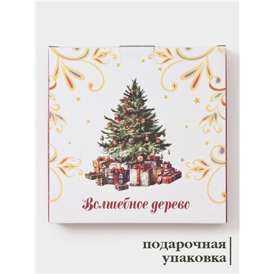 Тарелка новогодняя Доляна «Волшебное дерево», d=19.8 см, фарфор, белая